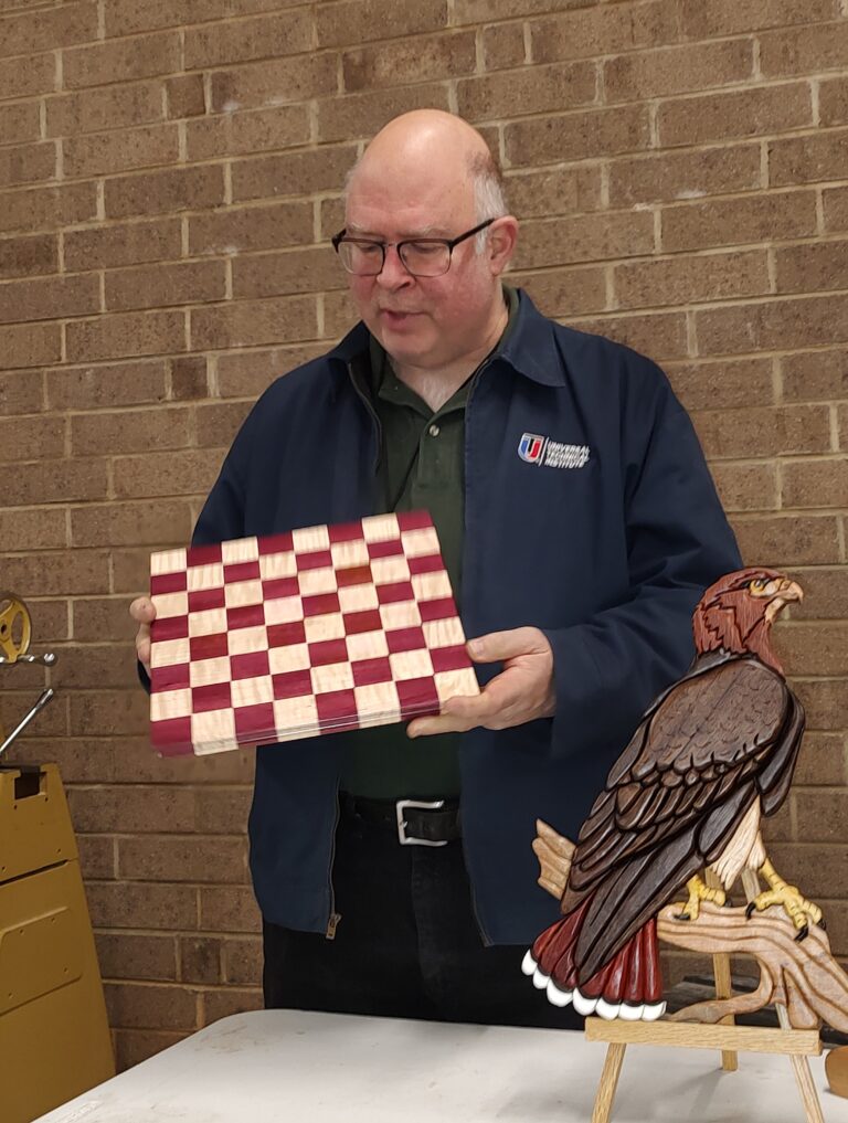 Phillip Cooper's purple heart and curly maple chess board