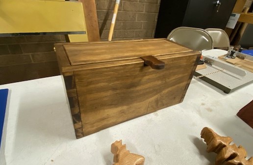 Lidded box with pin hinges