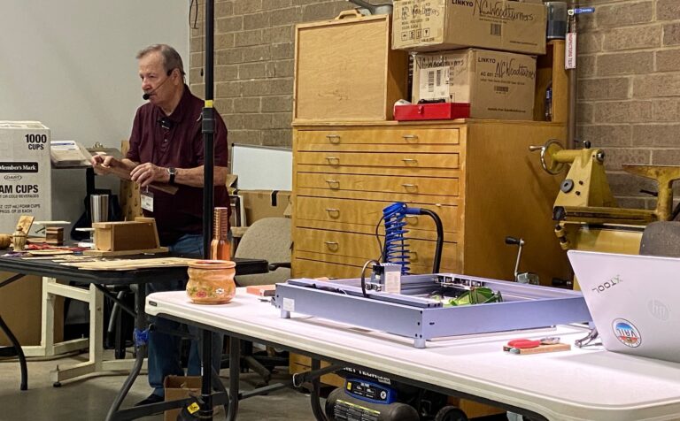 Michael discussing Laser Engraving/Cutting